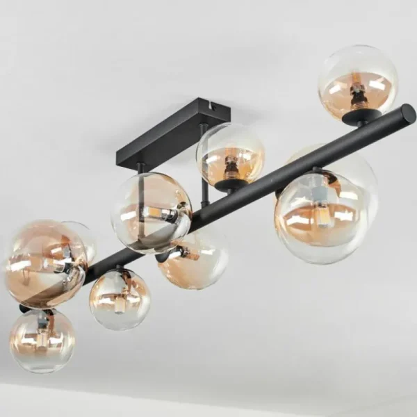 hofstein Plafonnier - Verre 10 cm, 12 cm, 15 cm Chehalis Ambre, Clair, 10 lumières* Lampes Modernes