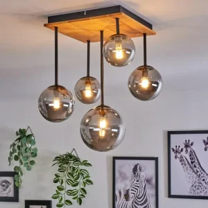 hofstein Plafonnier - Verre 10 cm, 12 cm, 15 cm Chehalis Écru, Noir, 5 lumières* Lampes Modernes