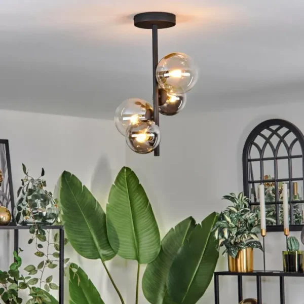 hofstein Plafonnier - Verre 10 cm, 12 cm Chehalis Ambre, Clair, Fumé, 4 lumières* Lampes Modernes