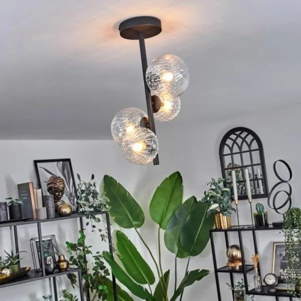 hofstein Plafonnier - Verre 10 cm, 12 cm Chehalis Clair, 4 lumières* Lampes Modernes