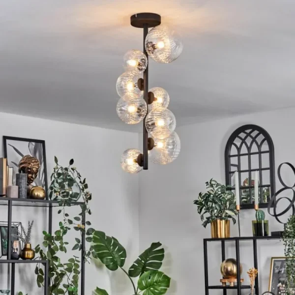 hofstein Plafonnier - Verre 10 cm, 12 cm, 15 cm Chehalis Clair, 8 lumières* Lampes Modernes