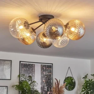 hofstein Plafonnier - Verre 10 cm, 12 cm, 15 cm Chehalis Ambre, Clair, Fumé, 6 lumières* Lampes Modernes