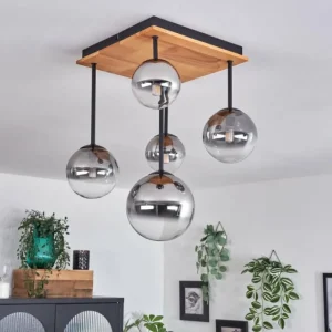 hofstein Plafonnier - Verre 10 cm, 12 cm, 15 cm Chehalis Écru, Noir, 5 lumières* Lampes Modernes