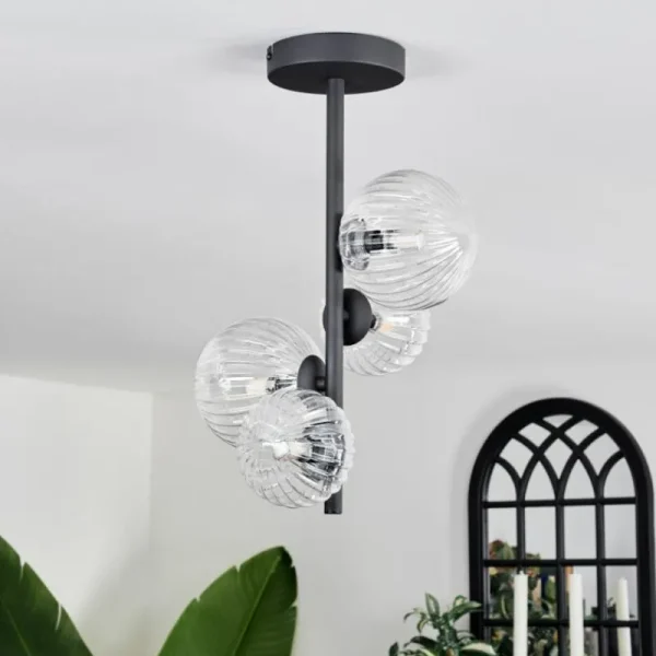 hofstein Plafonnier - Verre 10 cm, 12 cm Chehalis Clair, 4 lumières* Lampes Modernes