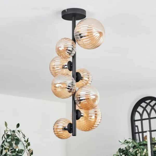 hofstein Plafonnier - Verre 10 cm, 12 cm, 15 cm Chehalis Ambre, 8 lumières* Lampes Modernes