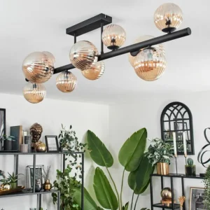 hofstein Plafonnier - Verre 10 cm, 12 cm, 15 cm Chehalis Ambre, 10 lumières* Lampes Modernes