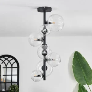 hofstein Plafonnier - Verre 10 cm, 12 cm, 15 cm Chehalis Clair, 8 lumières* Lampes Modernes