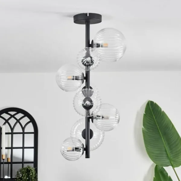 hofstein Plafonnier - Verre 10 cm, 12 cm, 15 cm Chehalis Clair, 8 lumières* Lampes Modernes