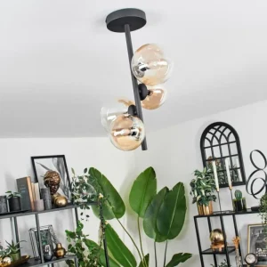 hofstein Plafonnier - Verre 10 cm, 12 cm Chehalis Ambre, Clair, 4 lumières* Lampes En Verre