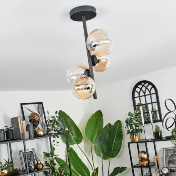 hofstein Plafonnier - Verre 10 cm, 12 cm Chehalis Ambre, Clair, 4 lumières* Lampes En Verre