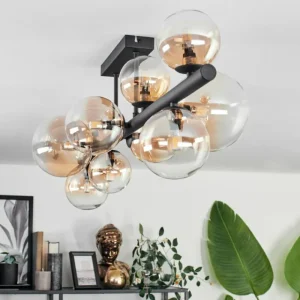 hofstein Plafonnier - Verre 10 cm, 12 cm, 15 cm Chehalis Ambre, Clair, 10 lumières* Lampes Modernes