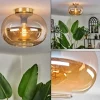hofstein Plafonnier - Verre 30 cm Apedo Or, Noir, 1 lumière* Lampes En Verre