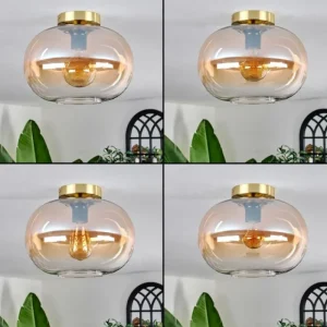 hofstein Plafonnier - Verre 30 cm Apedo Or, Noir, 1 lumière* Lampes En Verre