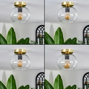 hofstein Plafonnier - Verre 20 cm Apedo Or, Noir, 1 lumière* Lampes En Verre