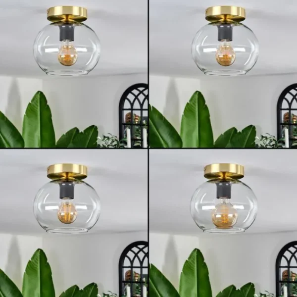 hofstein Plafonnier - Verre 20 cm Apedo Or, Noir, 1 lumière* Lampes En Verre