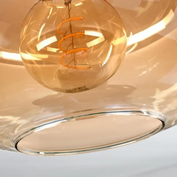 hofstein Plafonnier - Verre 30 cm Apedo Or, Noir, 1 lumière* Lampes En Verre