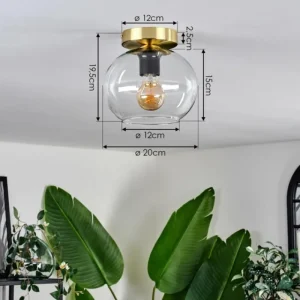 hofstein Plafonnier - Verre 20 cm Apedo Or, Noir, 1 lumière* Lampes En Verre