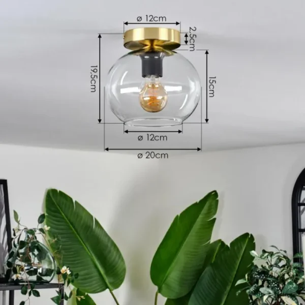 hofstein Plafonnier - Verre 20 cm Apedo Or, Noir, 1 lumière* Lampes En Verre