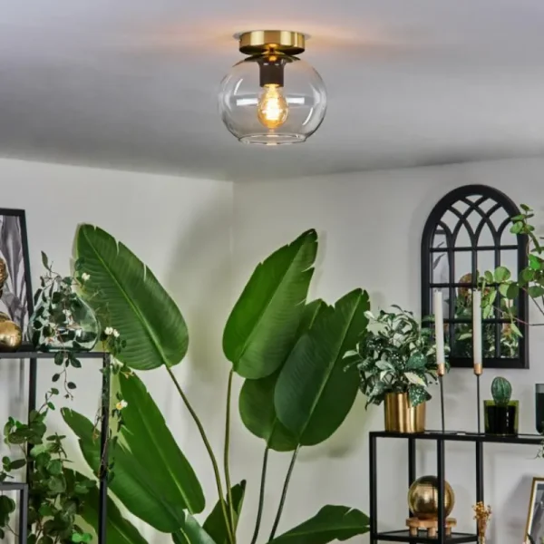 hofstein Plafonnier - Verre 20 cm Apedo Or, Noir, 1 lumière* Lampes En Verre