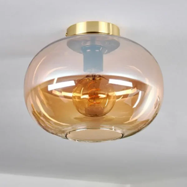 hofstein Plafonnier - Verre 30 cm Apedo Or, Noir, 1 lumière* Lampes En Verre