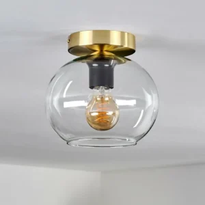 hofstein Plafonnier - Verre 20 cm Apedo Or, Noir, 1 lumière* Lampes En Verre