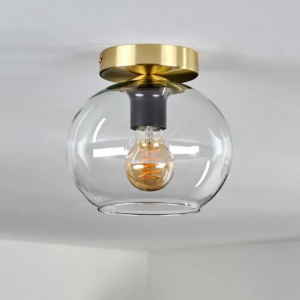 hofstein Plafonnier - Verre 20 cm Apedo Or, Noir, 1 lumière* Lampes En Verre