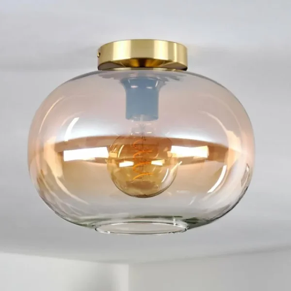hofstein Plafonnier - Verre 30 cm Apedo Or, Noir, 1 lumière* Lampes En Verre