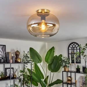 hofstein Plafonnier - Verre 30 cm Apedo Or, Noir, 1 lumière* Lampes En Verre