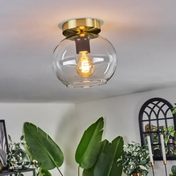 hofstein Plafonnier - Verre 20 cm Apedo Or, Noir, 1 lumière* Lampes En Verre