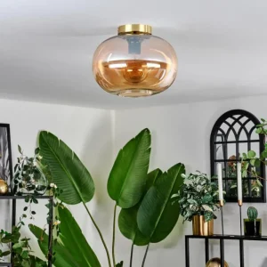 hofstein Plafonnier - Verre 30 cm Apedo Or, Noir, 1 lumière* Lampes En Verre