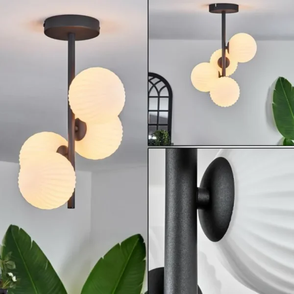 hofstein Plafonnier - Verre 12 cm Chehalis Blanc, 4 lumières* Lampes Modernes