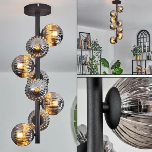 hofstein Plafonnier - Verre 10 cm Chehalis Fumé, 8 lumières* Lampes Modernes