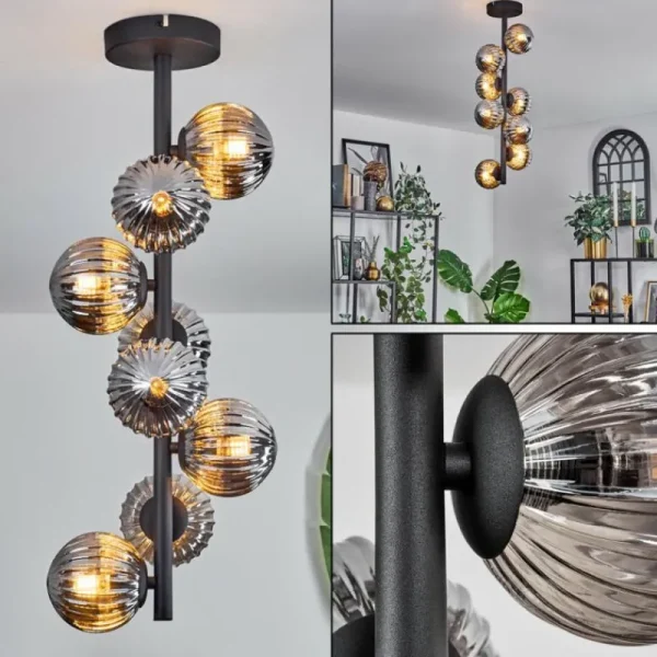 hofstein Plafonnier - Verre 10 cm Chehalis Fumé, 8 lumières* Lampes Modernes