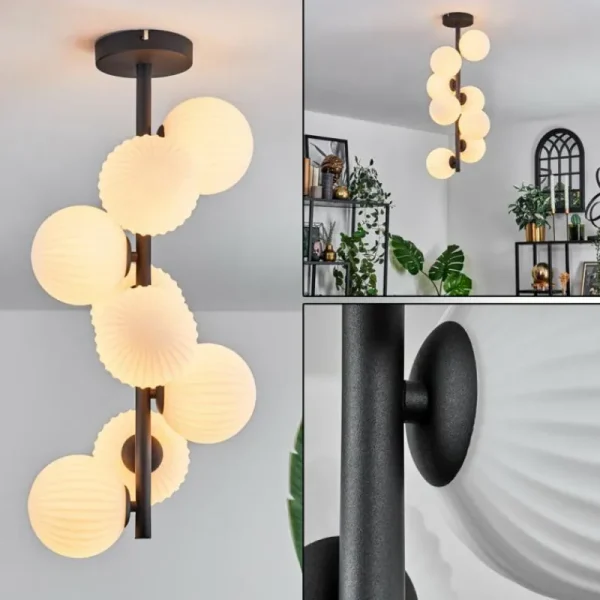 hofstein Plafonnier - Verre 12 cm Chehalis Blanc, 8 lumières* Lampes Modernes