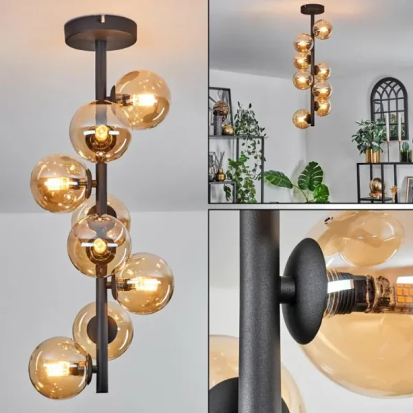 hofstein Plafonnier - Verre 10 cm Chehalis Ambre, 8 lumières* Lampes En Verre
