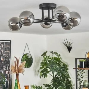 hofstein Plafonnier - Verre 10 cm Chehalis Fumé, 6 lumières* Lampes Modernes