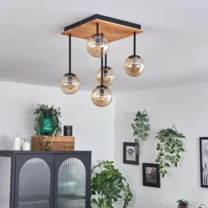hofstein Plafonnier - Verre 10 cm Chehalis Écru, Noir, 5 lumières* Lampes Modernes