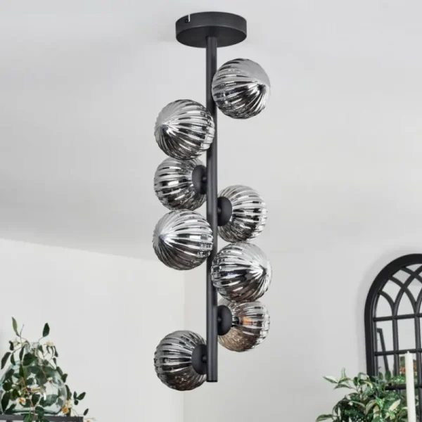 hofstein Plafonnier - Verre 10 cm Chehalis Fumé, 8 lumières* Lampes Modernes