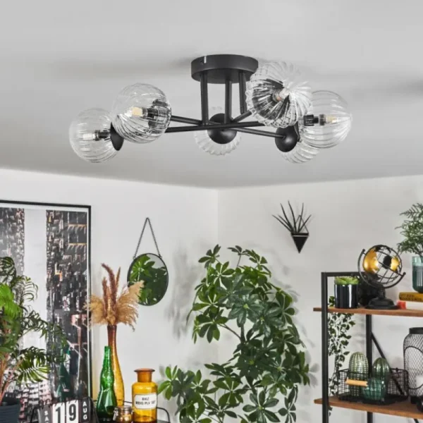 hofstein Plafonnier - Verre 10 cm Chehalis Clair, 6 lumières* Lampes Modernes