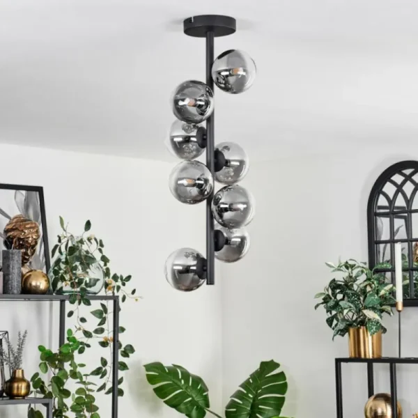 hofstein Plafonnier - Verre 10 cm Chehalis Clair, Fumé, 8 lumières* Lampes Modernes