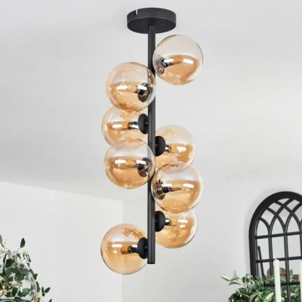 hofstein Plafonnier - Verre 12 cm Chehalis Ambre, 8 lumières* Lampes En Verre