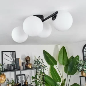 hofstein Plafonnier - Verre 15 cm Chehalis Blanc, 4 lumières* Lampes En Verre