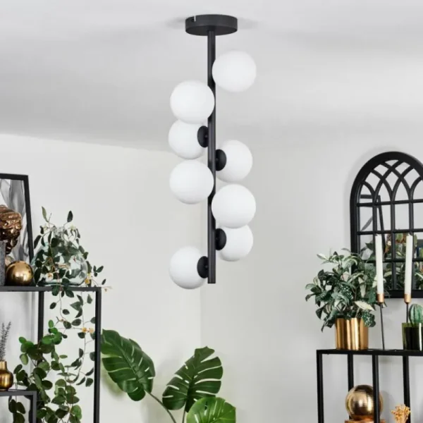 hofstein Plafonnier - Verre 10 cm Chehalis Blanc, 8 lumières* Lampes En Verre