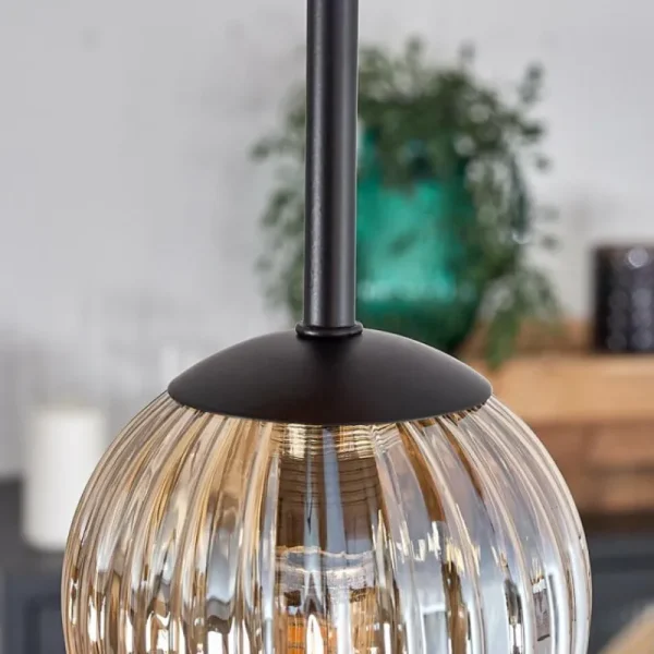 hofstein Plafonnier - Verre 12 cm Chehalis Écru, Noir, 5 lumières* Lampes Modernes