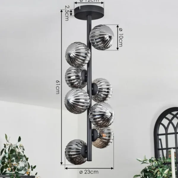 hofstein Plafonnier - Verre 10 cm Chehalis Fumé, 8 lumières* Lampes Modernes