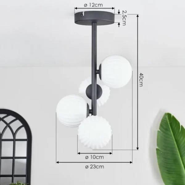 hofstein Plafonnier - Verre 10 cm Chehalis Blanc, 4 lumières* Lampes Modernes