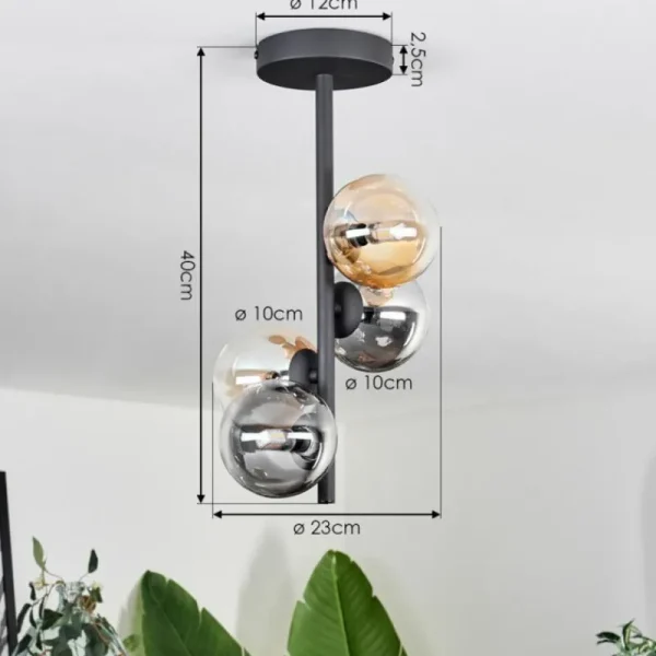 hofstein Plafonnier - Verre 10 cm Chehalis Ambre, Clair, Fumé, 4 lumières* Lampes Modernes