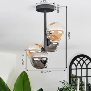 hofstein Plafonnier - Verre 12 cm Chehalis Ambre, Fumé, 4 lumières* Lampes Modernes