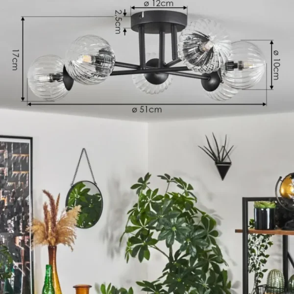 hofstein Plafonnier - Verre 10 cm Chehalis Clair, 6 lumières* Lampes Modernes