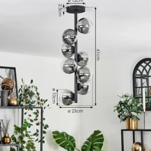 hofstein Plafonnier - Verre 10 cm Chehalis Clair, Fumé, 8 lumières* Lampes Modernes